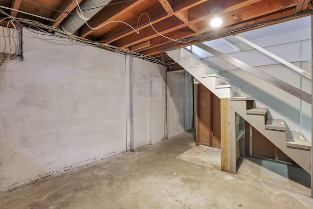 unfinished below grade area with stairs