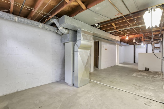view of unfinished basement