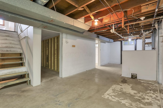 unfinished below grade area with stairs
