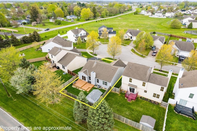 bird's eye view with a residential view