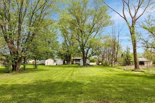 view of yard with an outbuilding