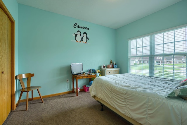 bedroom featuring baseboards and carpet floors