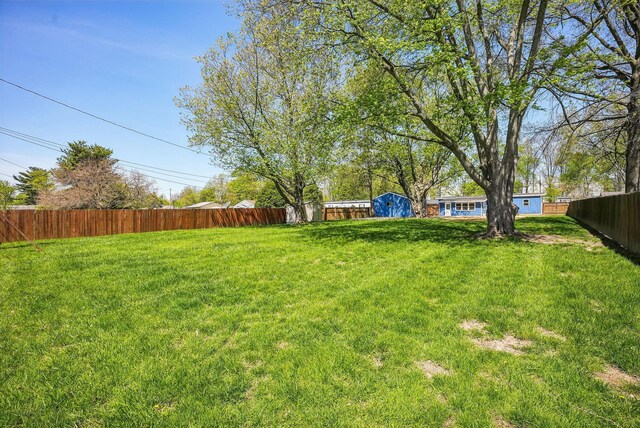 view of yard with a fenced backyard