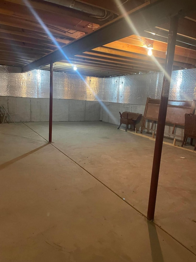 view of unfinished basement