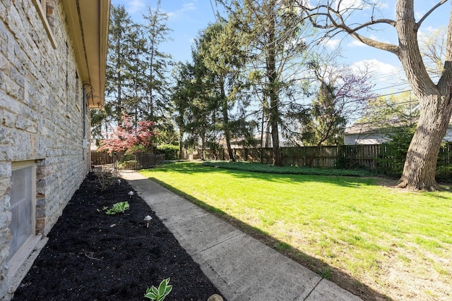 view of yard featuring a fenced backyard