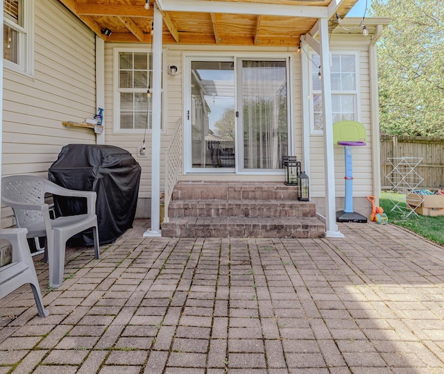 730 Erin St, Lewis Center, OH 43035 - view of patio / terrace with entry steps, fence, and area for grilling