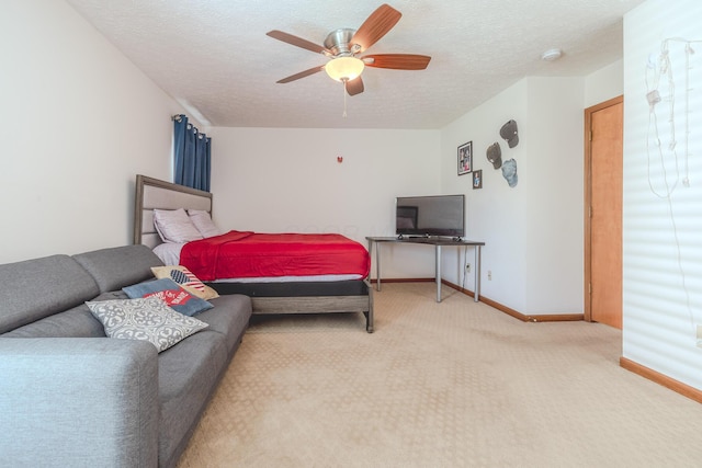 730 Erin St, Lewis Center, OH 43035 - carpeted bedroom with a ceiling fan, baseboards, and a textured ceiling