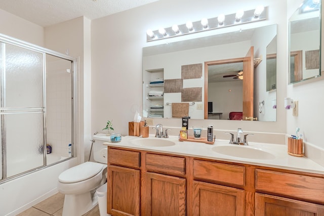 730 Erin St, Lewis Center, OH 43035 - full bath with double vanity, a ceiling fan, toilet, and a sink