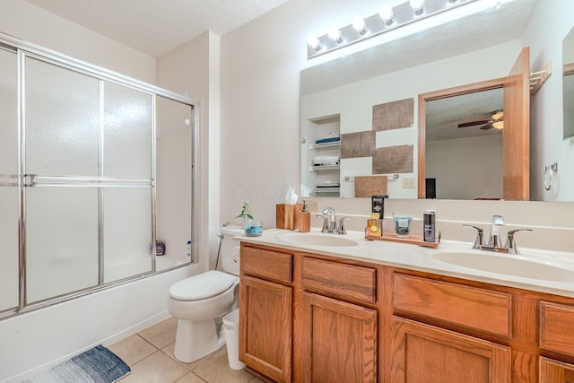 730 Erin St, Lewis Center, OH 43035 - bathroom with a sink, tile patterned flooring, ceiling fan, and toilet