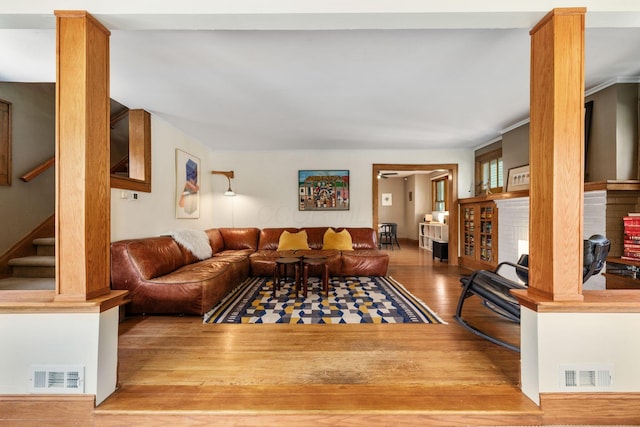 1397 Glenn Ave, Columbus, OH 43212 - living area featuring wood finished floors and stairway