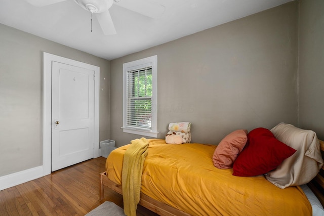 1397 Glenn Ave, Columbus, OH 43212 - bedroom with wood-type flooring, baseboards, and ceiling fan