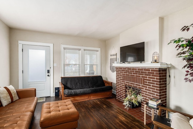 1284-1286 S Champion Ave, Columbus, OH 43206 - living room with a brick fireplace and wood finished floors