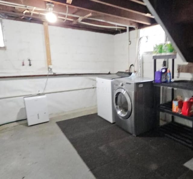 1284-1286 S Champion Ave, Columbus, OH 43206 - laundry room with concrete block wall, separate washer and dryer, and laundry area