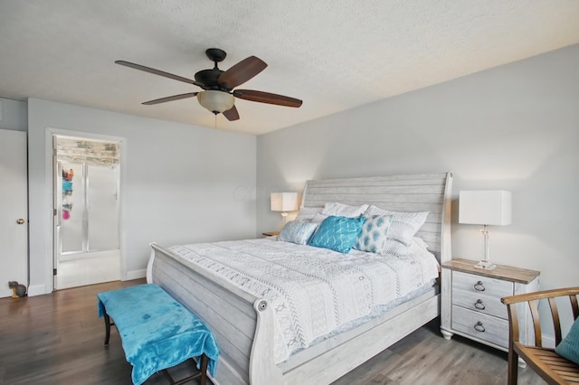 bedroom featuring wood finished floors, ceiling fan, and baseboards