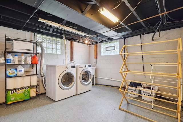 below grade area with independent washer and dryer and healthy amount of natural light