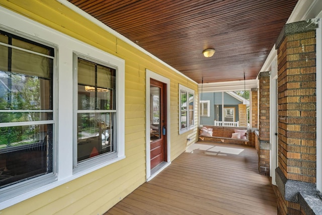 deck featuring covered porch