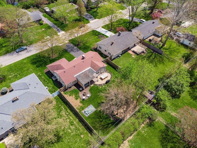 birds eye view of property with a residential view