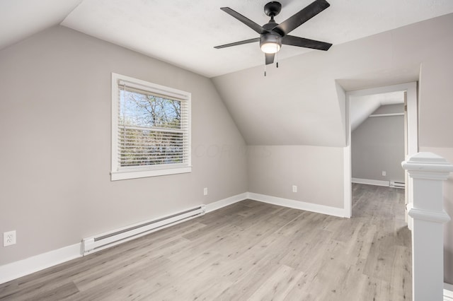 116 W S Ave, Plain City, OH 43064 - bonus room with ceiling fan, wood finished floors, lofted ceiling, and a baseboard radiator
