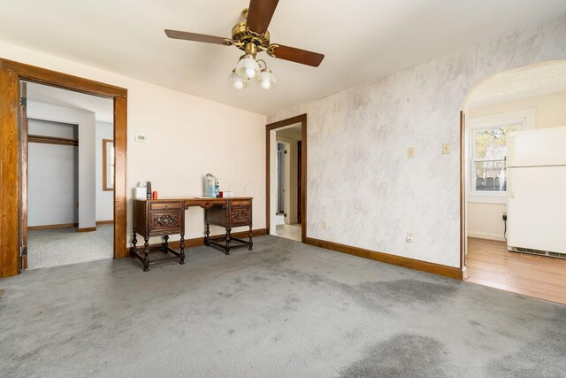 2953 Atwood Ter, Columbus, OH 43224 - office featuring carpet, a ceiling fan, baseboards, and arched walkways
