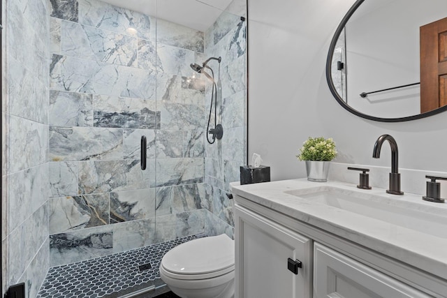 660 Woods Hollow Ln, Powell, OH 43065 - full bathroom with toilet, a stall shower, and vanity