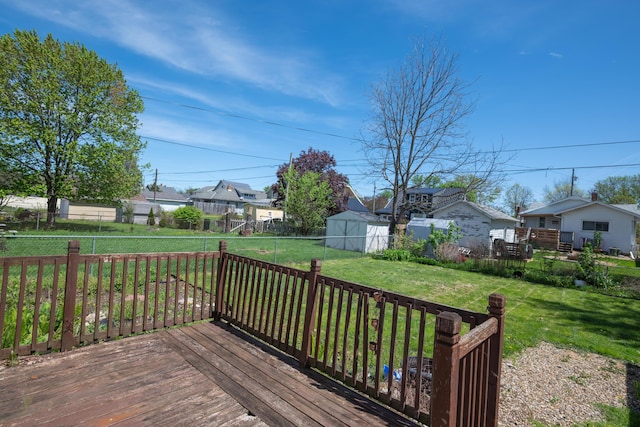 264 Merchant Ave, Marion, OH 43302 - wooden deck with a lawn, a fenced backyard, and a residential view
