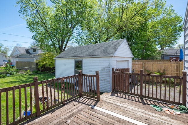 264 Merchant Ave, Marion, OH 43302 - deck with an outdoor structure, a yard, and a fenced backyard