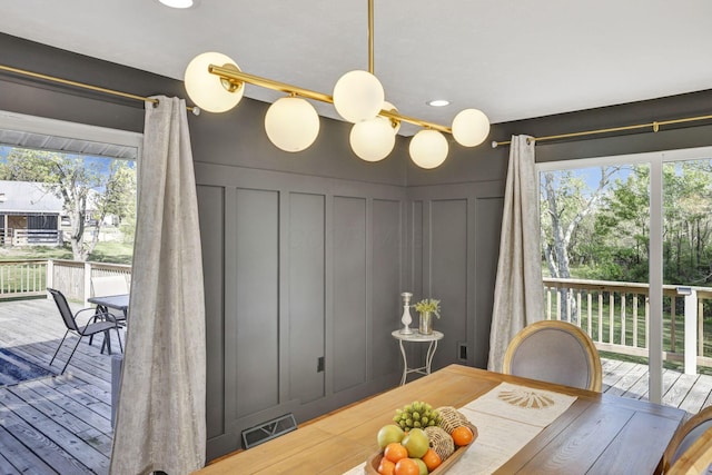 6495 Julian Rd SW, Amanda, OH 43102 - dining room featuring visible vents, recessed lighting, and a decorative wall