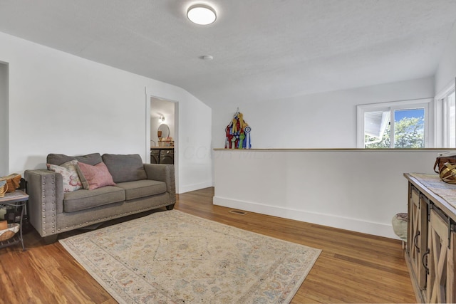 6495 Julian Rd SW, Amanda, OH 43102 - living area featuring baseboards, vaulted ceiling, and wood finished floors