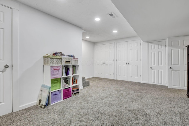 6495 Julian Rd SW, Amanda, OH 43102 - recreation room featuring visible vents, carpet flooring, baseboards, and recessed lighting