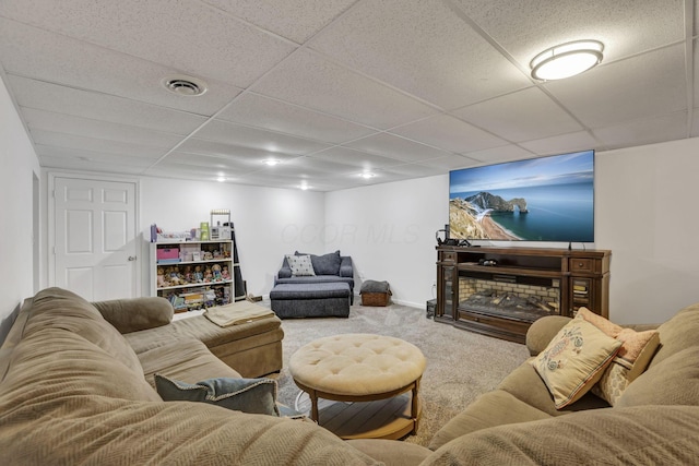 6495 Julian Rd SW, Amanda, OH 43102 - carpeted living area featuring a drop ceiling