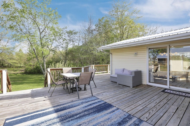 6495 Julian Rd SW, Amanda, OH 43102 - wooden deck featuring a lawn and outdoor dining space