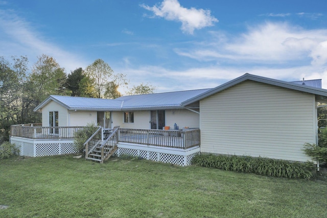 6495 Julian Rd SW, Amanda, OH 43102 - rear view of house featuring a yard, a deck, and metal roof