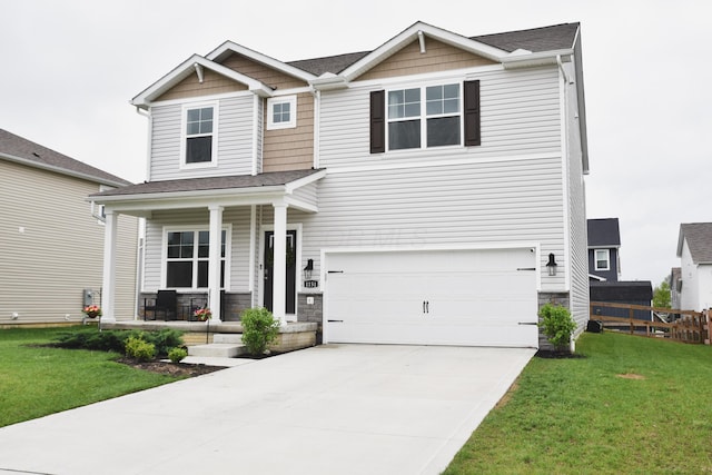 1151 Gelbray Dr, Columbus, OH 43207 - craftsman house with a porch, a garage, fence, a front lawn, and concrete driveway