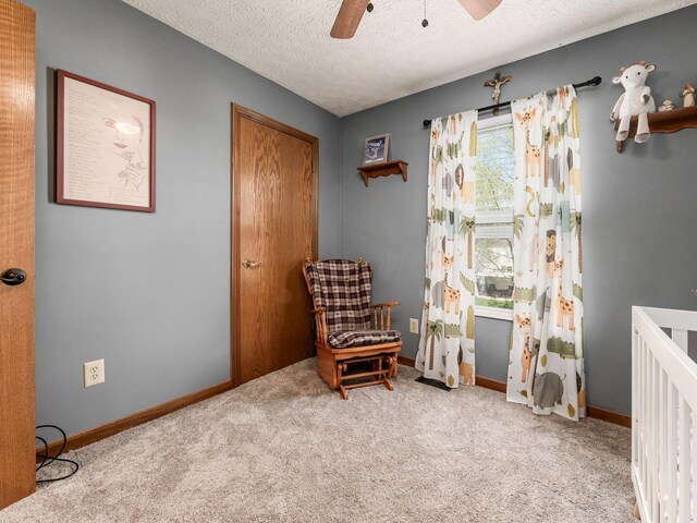 6008 Macnabb Ct, Hilliard, OH 43026 - interior space featuring baseboards, carpet flooring, a textured ceiling, and ceiling fan