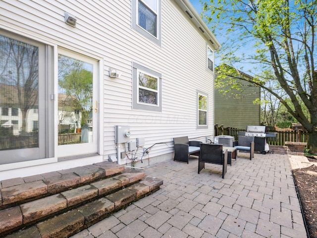 6008 Macnabb Ct, Hilliard, OH 43026 - view of patio featuring fence, central AC unit, and grilling area