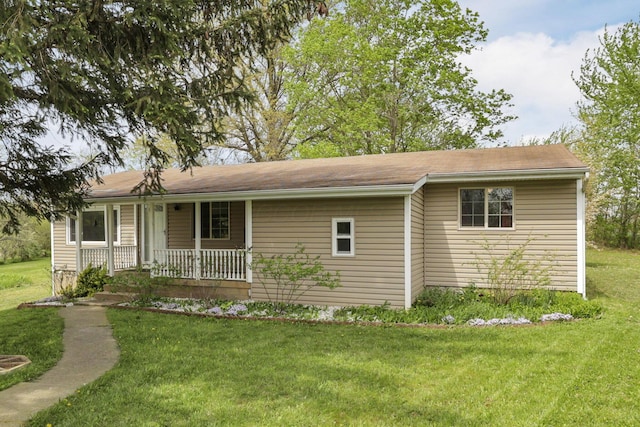 19361 White Stone Rd, Marysville, OH 43040 - ranch-style home with a porch and a front yard