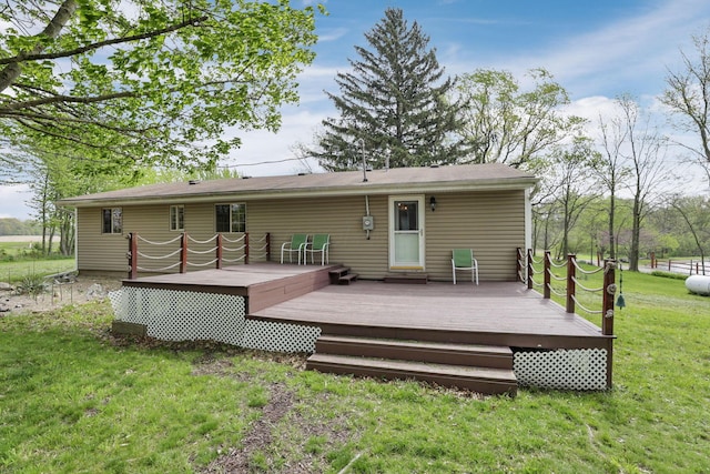 19361 White Stone Rd, Marysville, OH 43040 - back of property featuring a wooden deck and a yard