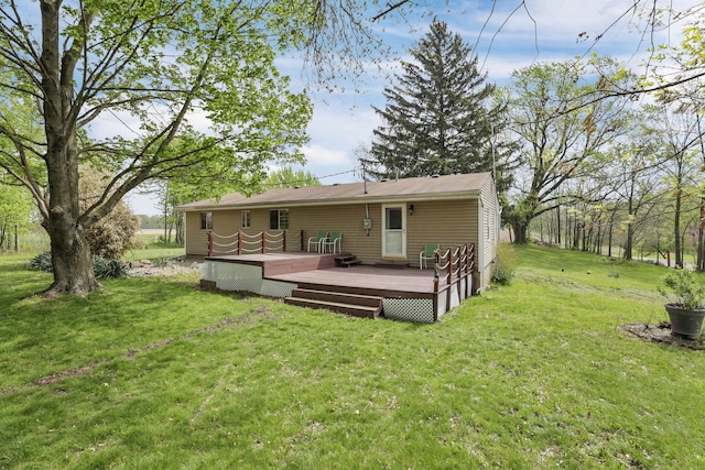 19361 White Stone Rd, Marysville, OH 43040 - rear view of house featuring a lawn and a wooden deck