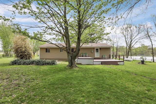 19361 White Stone Rd, Marysville, OH 43040 - back of house with a yard and a wooden deck