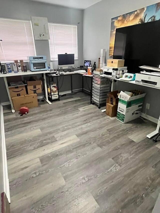 office space featuring wood finished floors