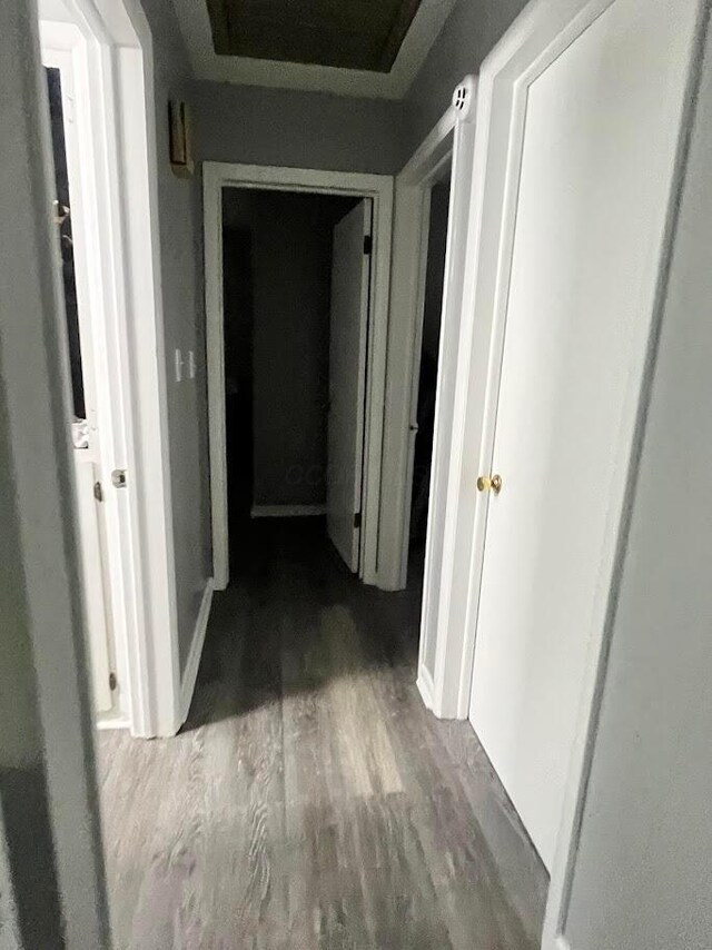 corridor featuring wood finished floors