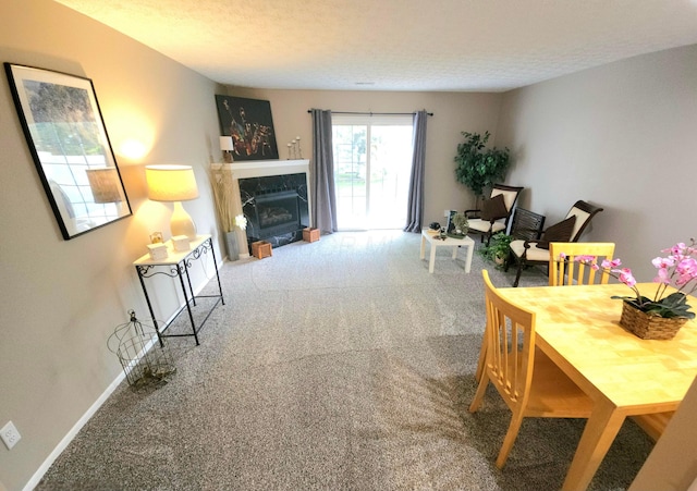 6682 Lagrange Dr Unit 48B, Canal Winchester, OH 43110 - living area featuring carpet floors, a textured ceiling, baseboards, and a fireplace