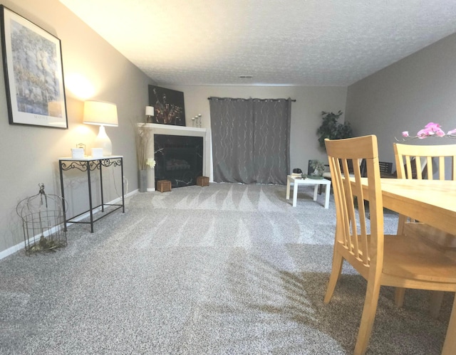 6682 Lagrange Dr Unit 48B, Canal Winchester, OH 43110 - living room with carpet floors, a textured ceiling, baseboards, and a fireplace
