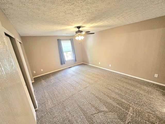 6682 Lagrange Dr Unit 48B, Canal Winchester, OH 43110 - carpeted empty room featuring baseboards, a ceiling fan, a textured ceiling, and visible vents