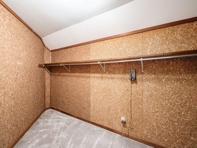 spacious closet with vaulted ceiling