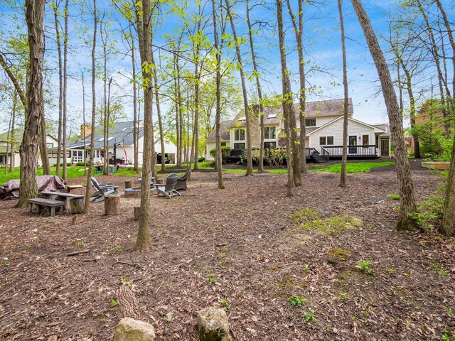 view of yard with a deck