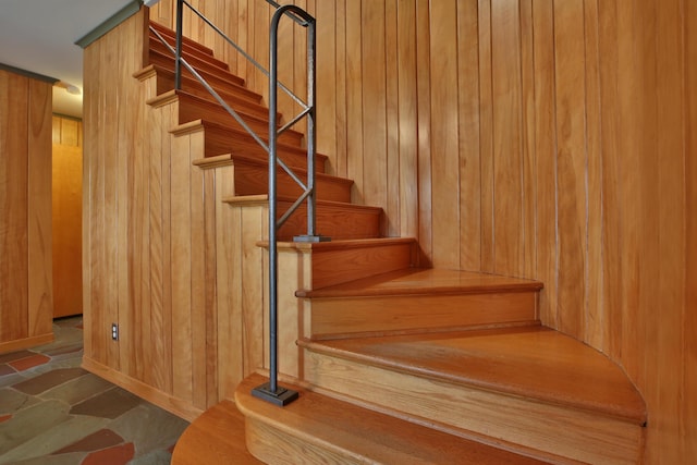 2589 Brookwood Rd, Columbus, OH 43209 - staircase featuring wooden walls