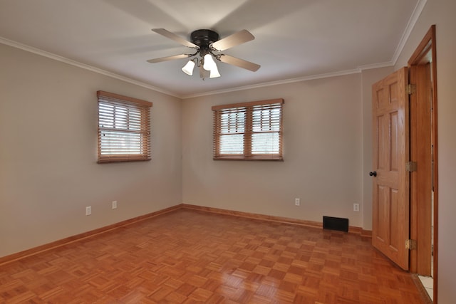 2589 Brookwood Rd, Columbus, OH 43209 - unfurnished room featuring ceiling fan, baseboards, and crown molding