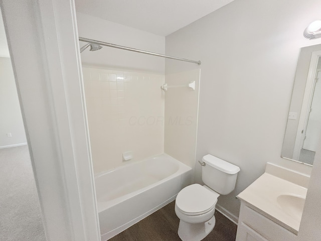 bathroom with vanity, toilet, and shower / bath combination