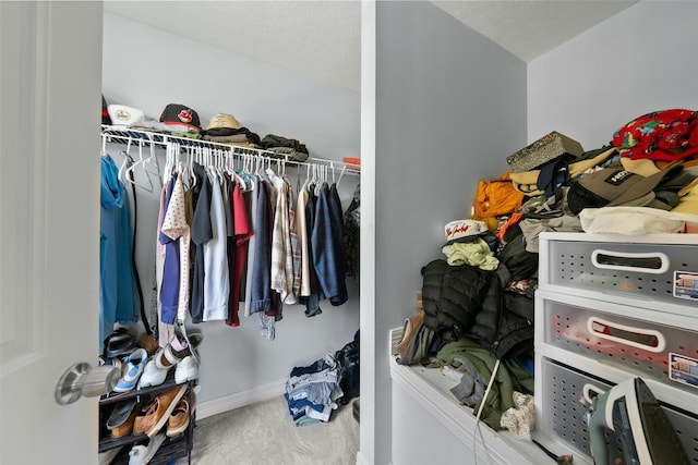 spacious closet with carpet flooring